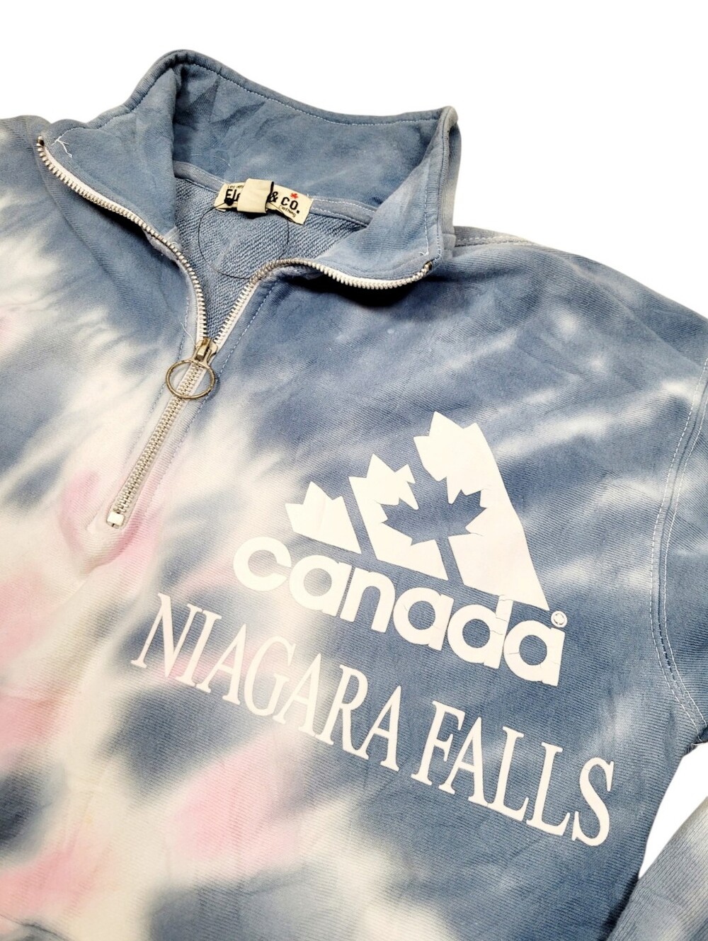 Y2K Niagara Falls Canada Dye Tie Colour Quarter Zip Up Sweatshirt Size: M - Picture 2 of 11